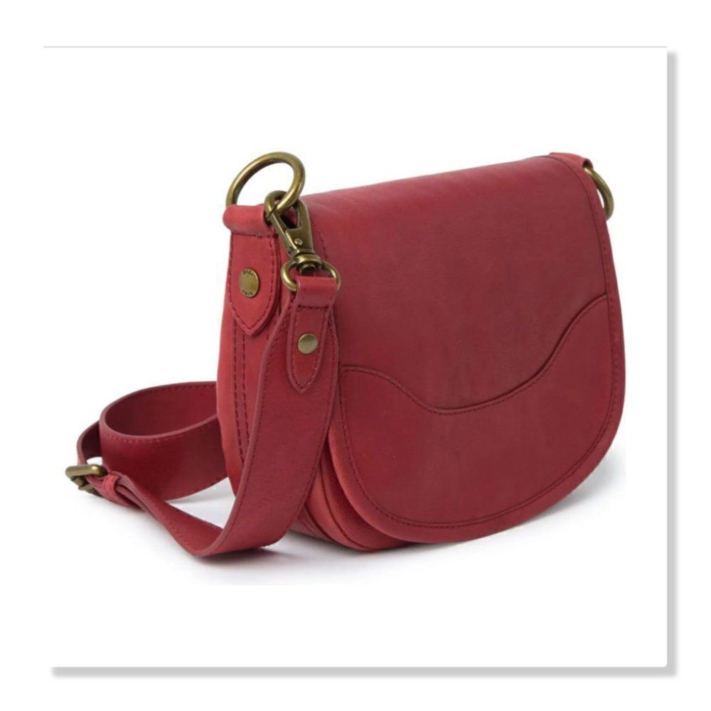 Frye Lucy Leather Saddle Bag in Red - NEW